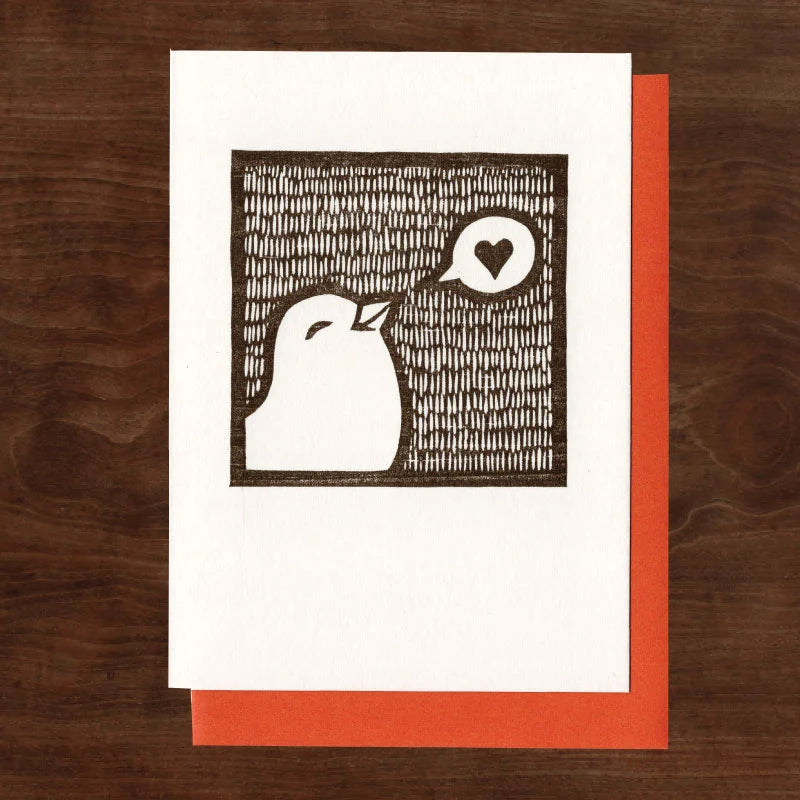 Heart Bird Woodcut Notes