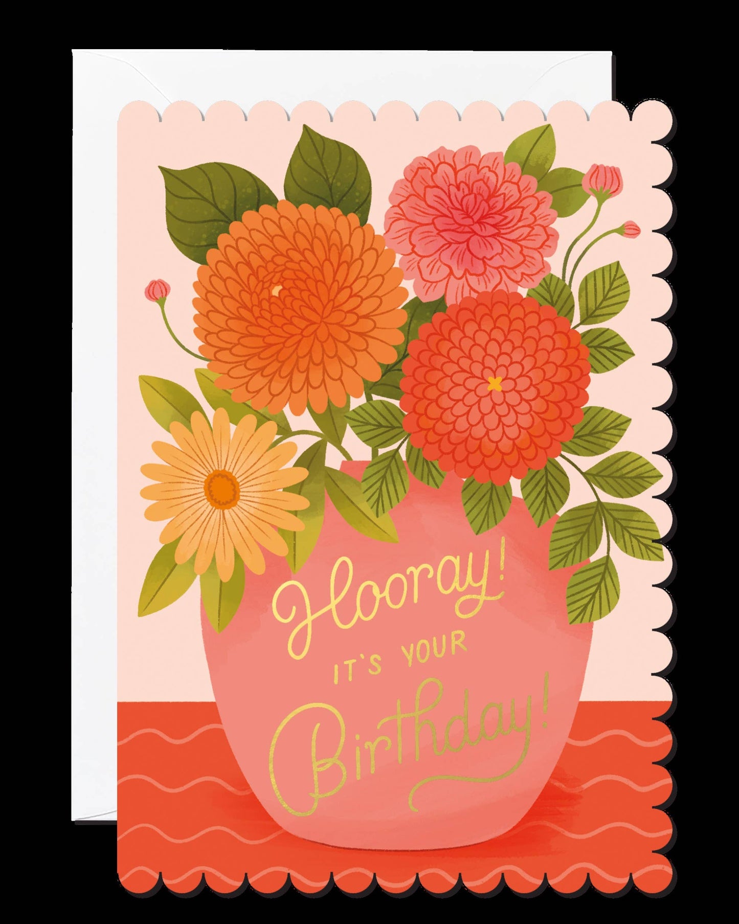 BIRTHDAY VASE FLOWERS GREETING CARD RICICLE