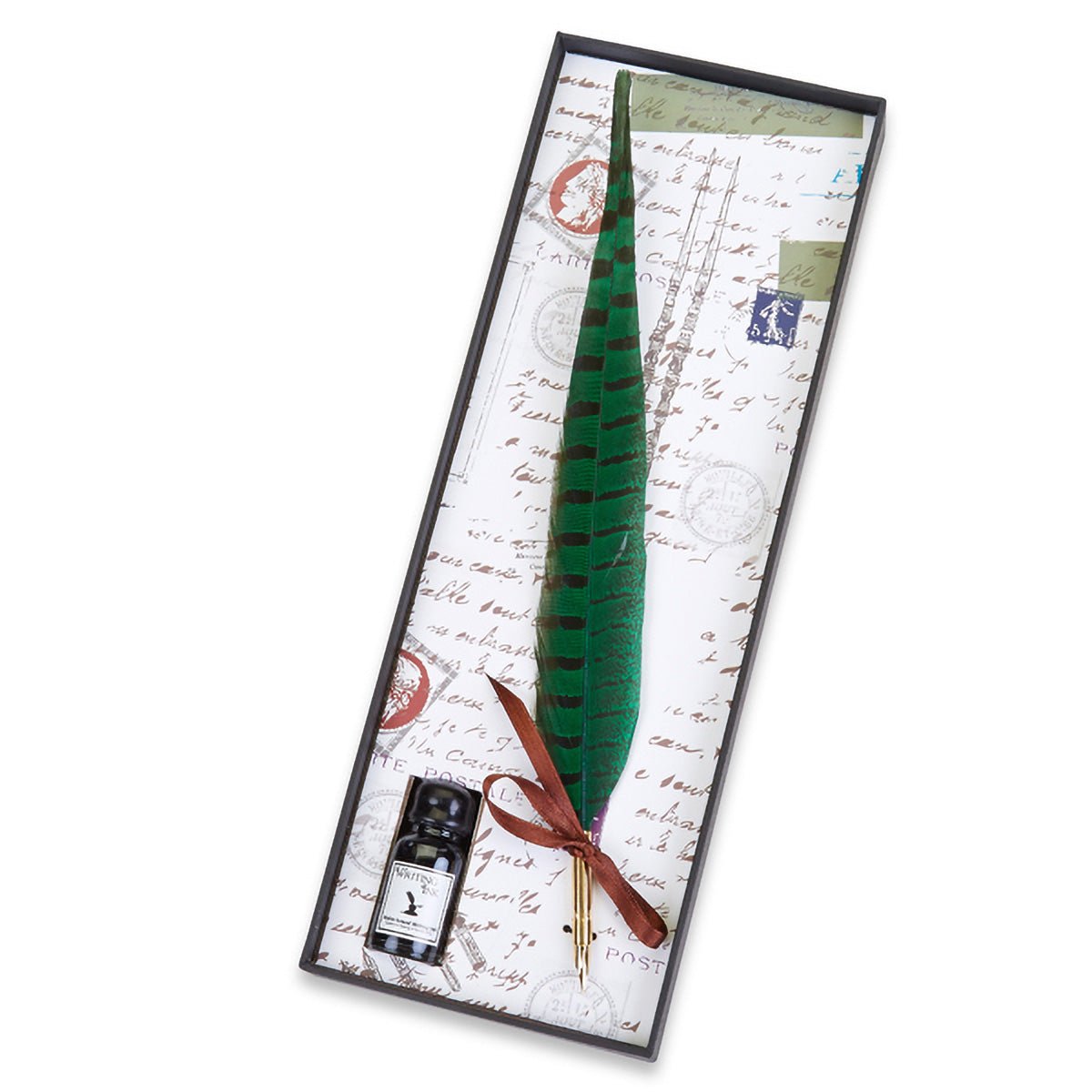 Pheasant Feather Quill Pen & Ink Set