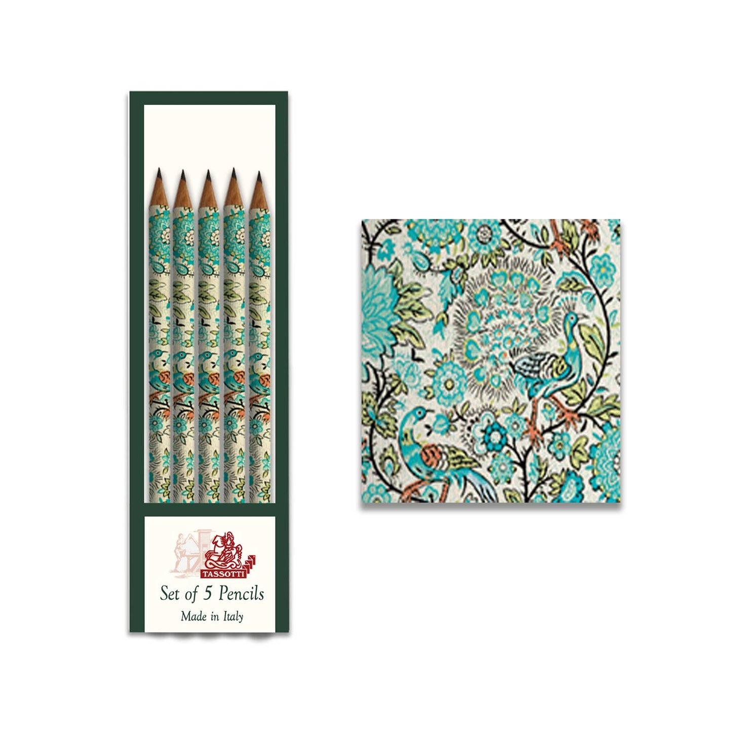 Pavone Decorated Italian Art Paper Pencils Pack of 5
