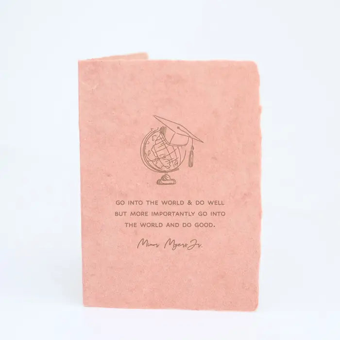 "Go into the world & do good" Graduation Globe Greeting Card Folded
