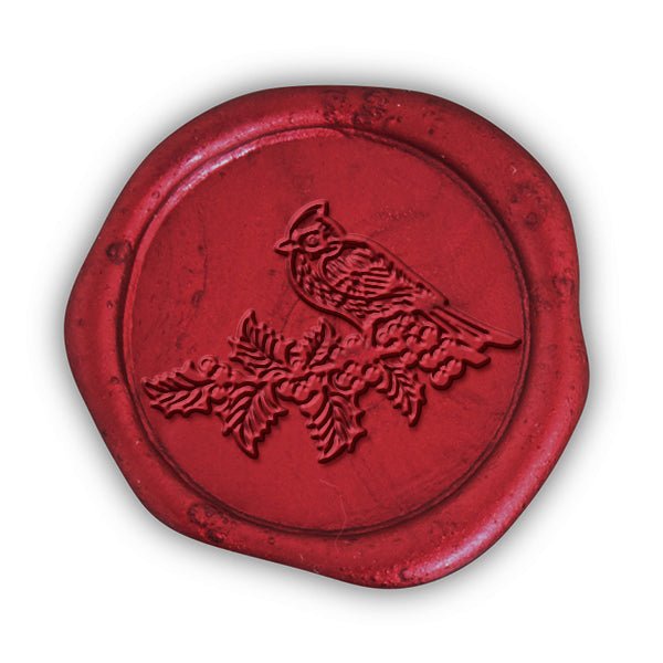 Winter Cardinal Christmas Wax Seal Stamp-Burgundy Wood Handle #6540