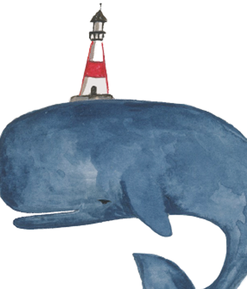 Whale and lighthouse / Coastal Birthday greeting Card
