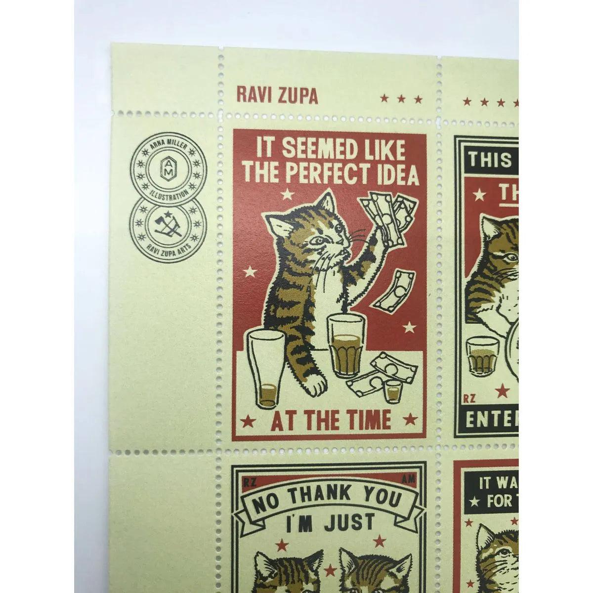 Drinking Cats Stamps