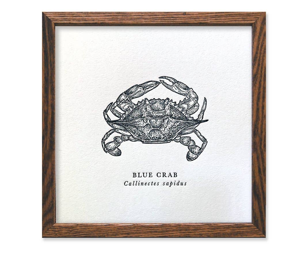 Blue Crab Letterpress Print