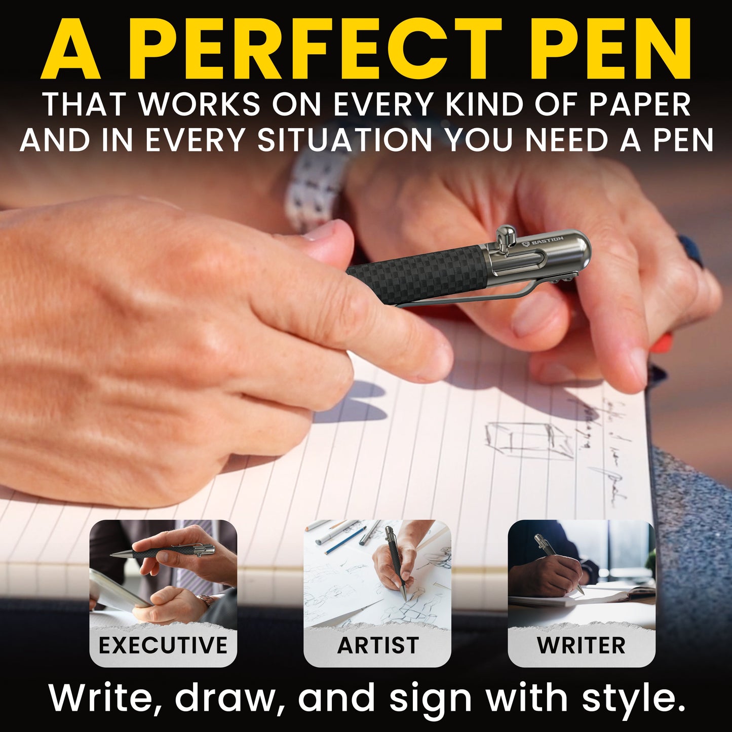Carbon Fiber and Stainless Steel - Bolt Action Pen by BastionĀ® by Bastion Bolt Action Pen