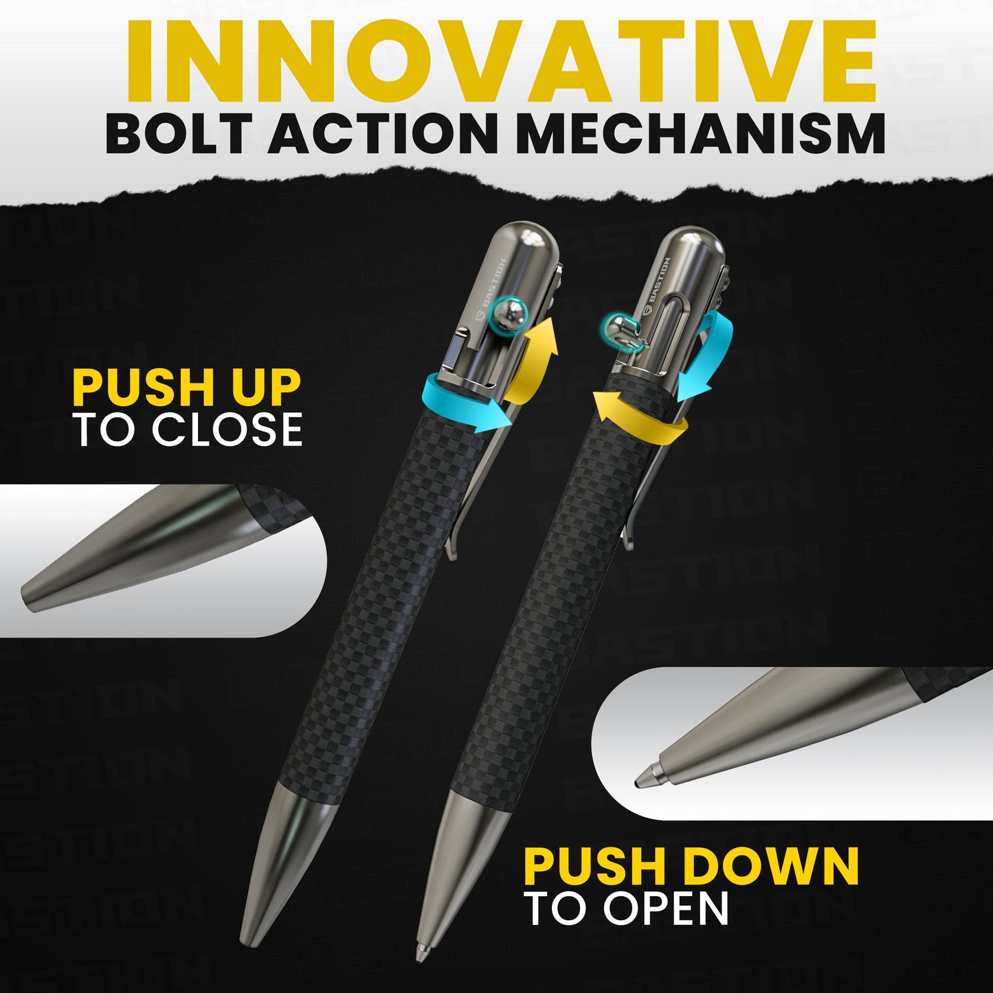 Carbon Fiber and Stainless Steel - Bolt Action Pen by BastionĀ® by Bastion Bolt Action Pen