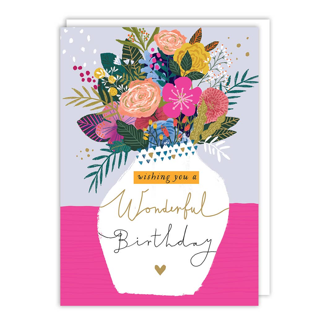 Vase Flowers Birthday Card