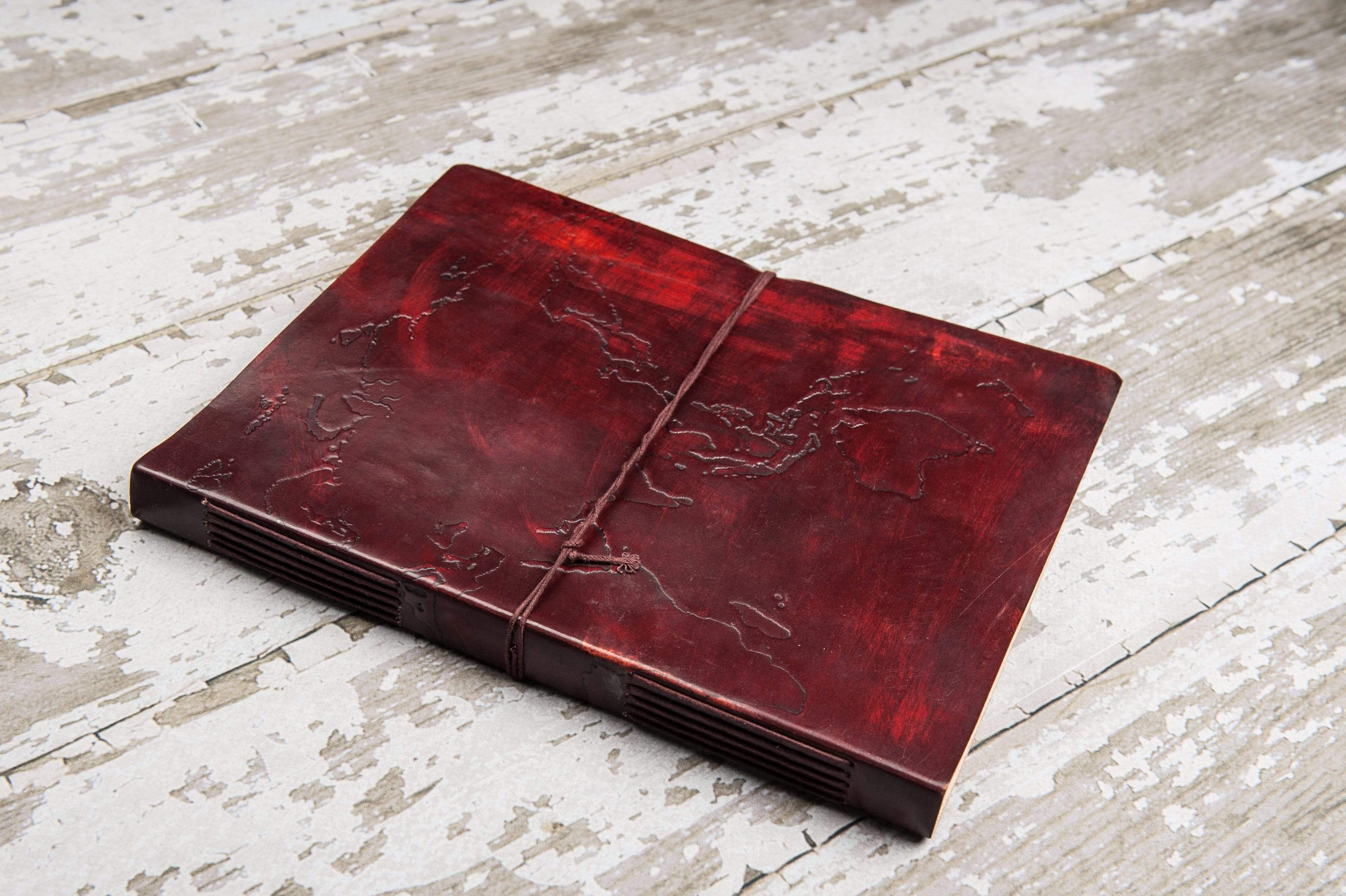 Extra Large World Map 14x11 Handmade Leather Journal by Soothi