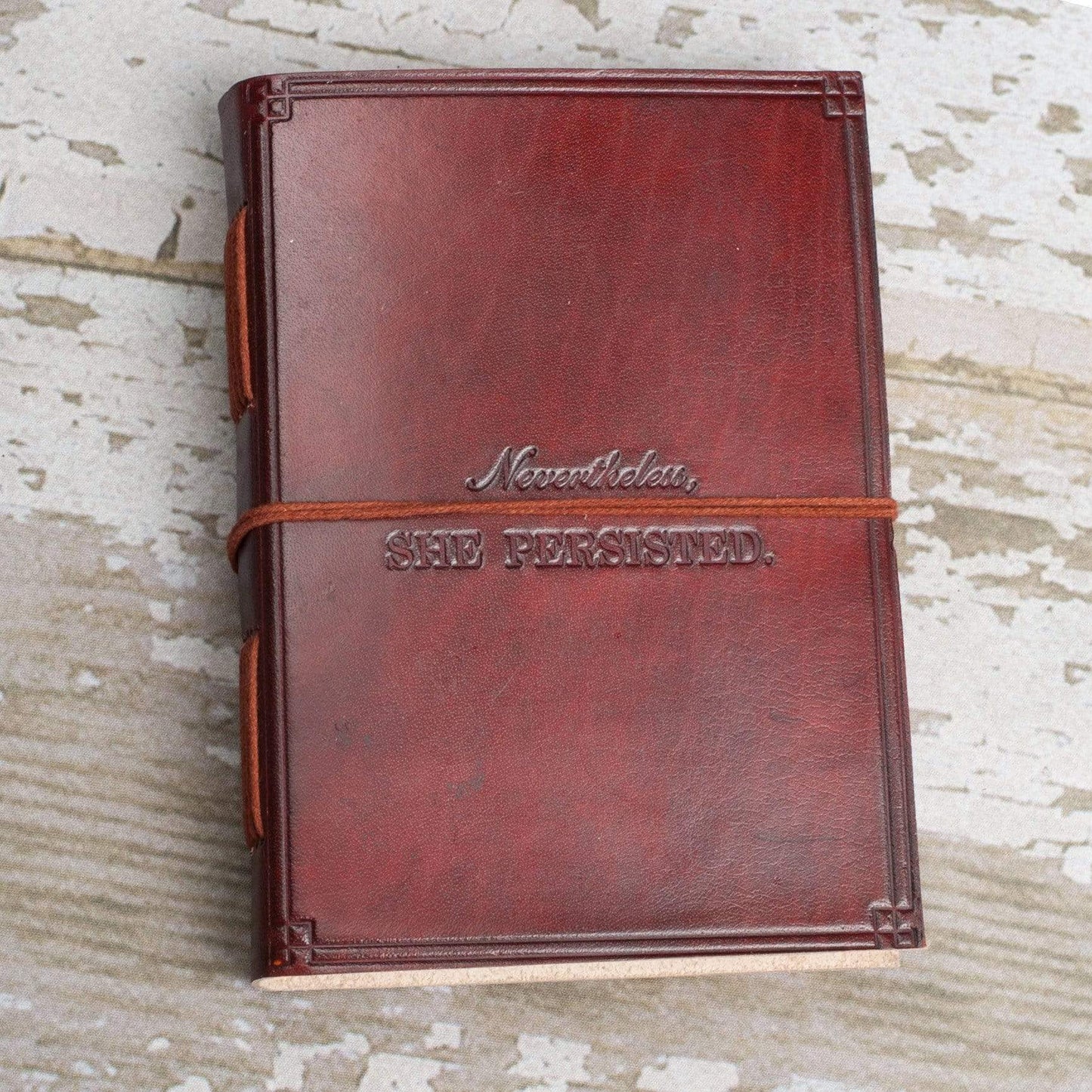 She Persisted Quote Leather Journal - 7x5 by Soothi