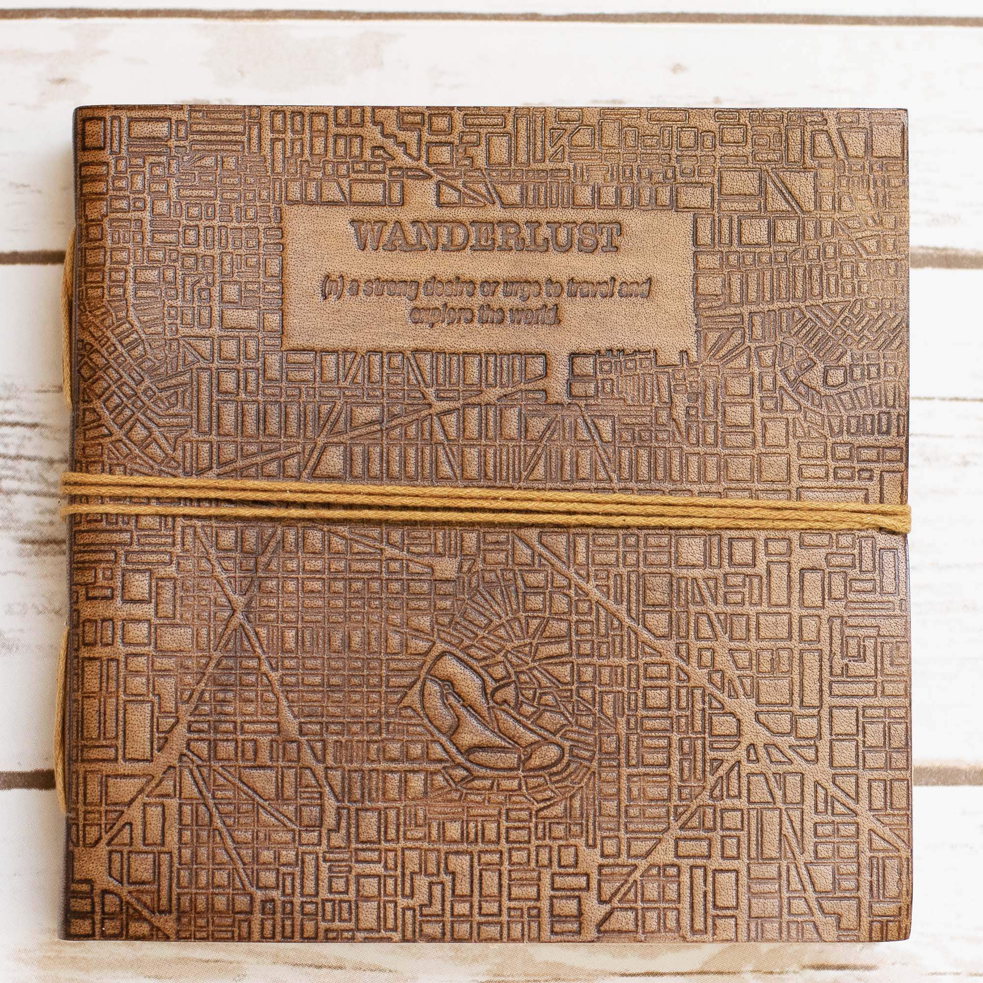 Wanderlust 7x7 Artist Handmade Leather Journal by Soothi