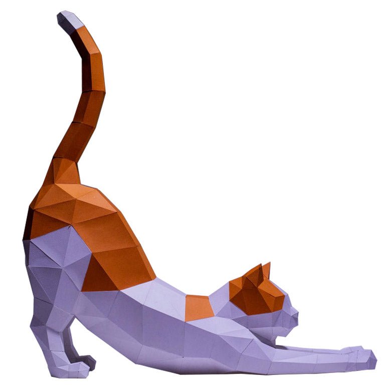 Stretching Cat 3D Paper Model by PAPERCRAFT WORLD