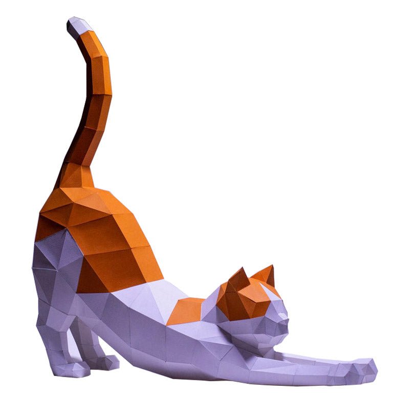 Stretching Cat 3D Paper Model by PAPERCRAFT WORLD