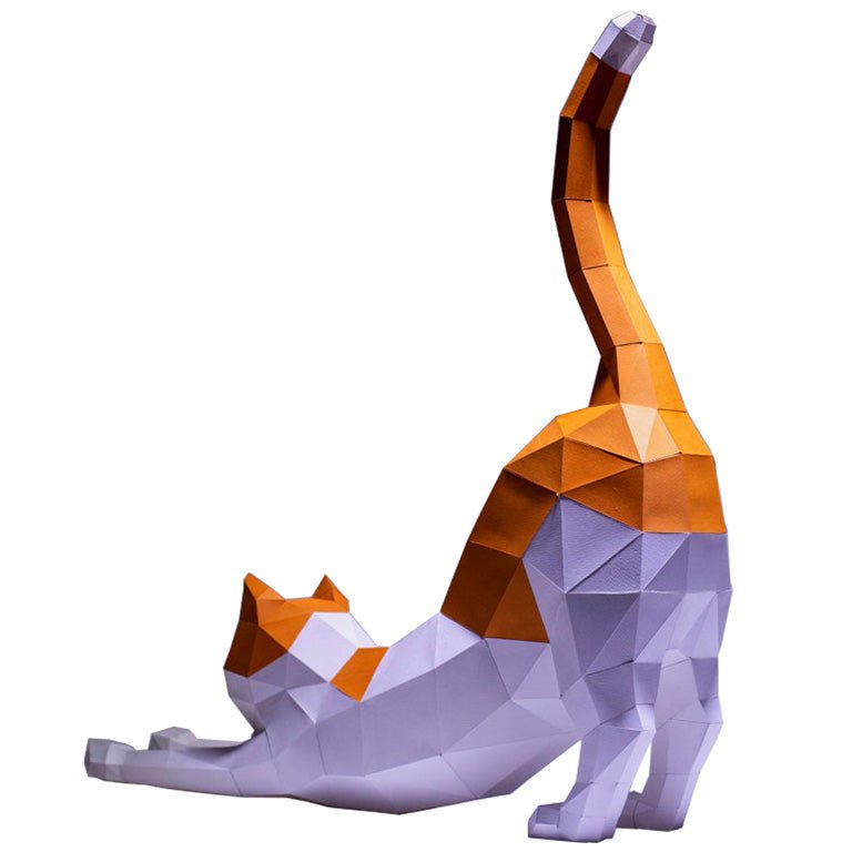 Stretching Cat 3D Paper Model by PAPERCRAFT WORLD