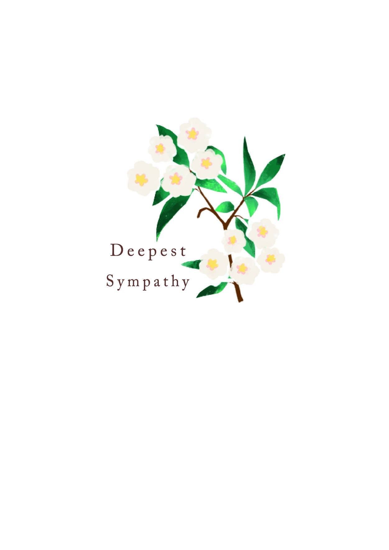 SYMPATHY FLOWER BRANCH GREETING CARD L. DARRINGTON