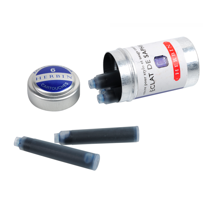 Bleu des Profondeurs (Deep Sea Blue) Fountain Pen Ink Cartridges - Tin of 6