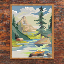 Mountain Cabin & Lake Print