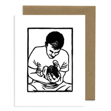 Man/Baby Hug LETTERPRESS CARD
