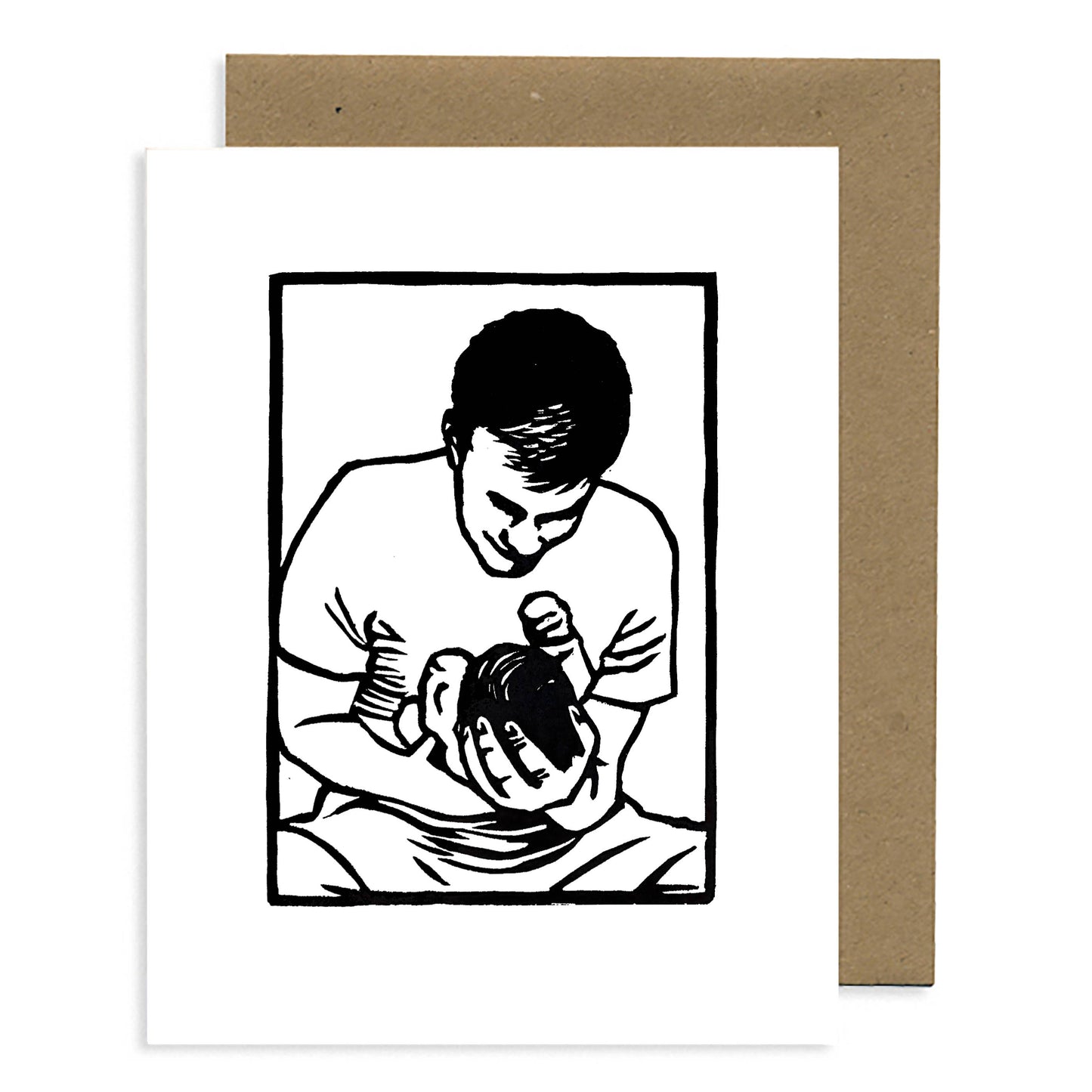 Man/Baby Hug LETTERPRESS CARD