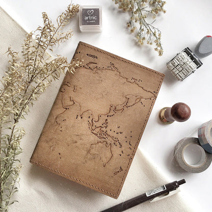 Vintage World Map 7x5 Handmade Leather Journal