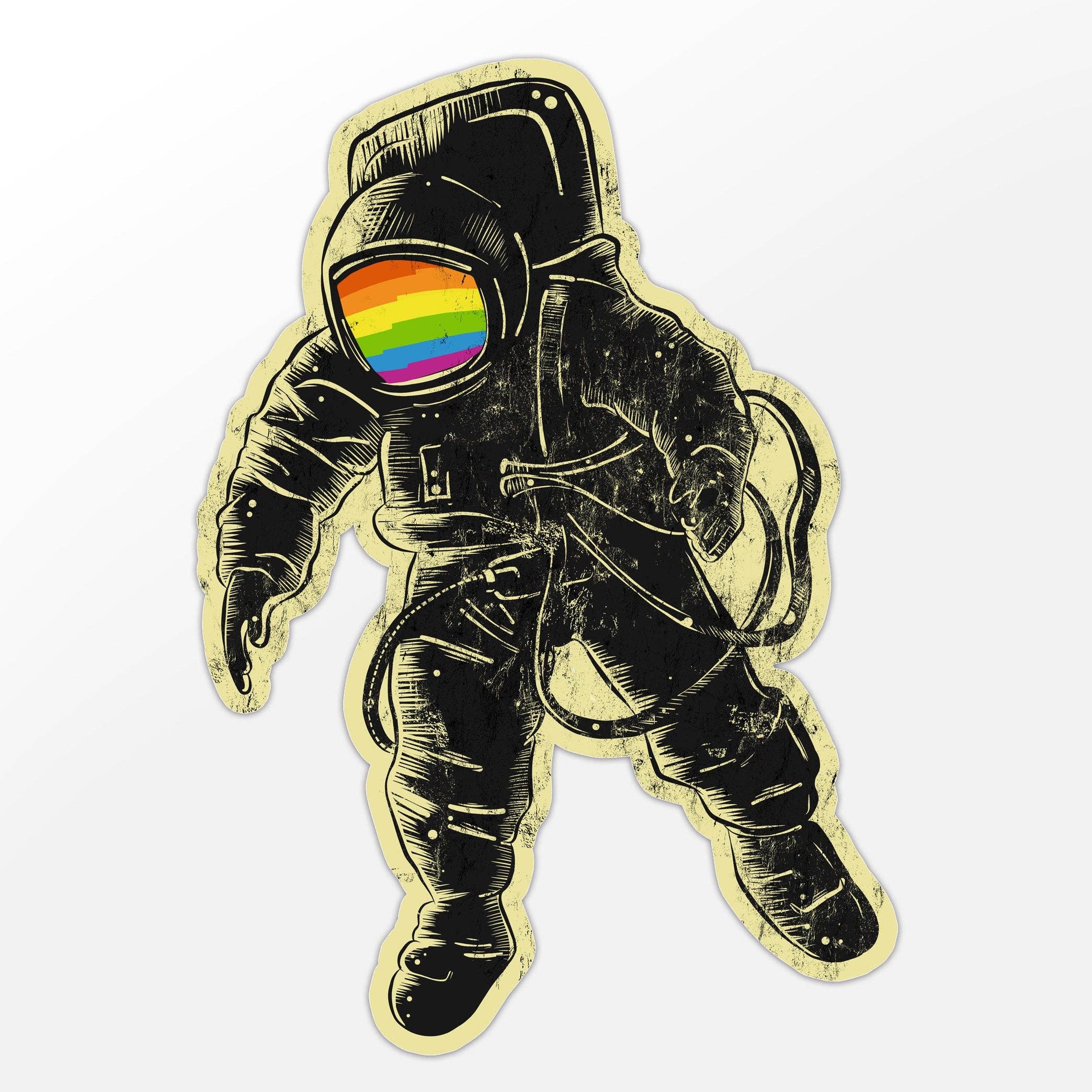Queer Astronaut Sticker - Vintage Rainbow Astronaut Cosmonau