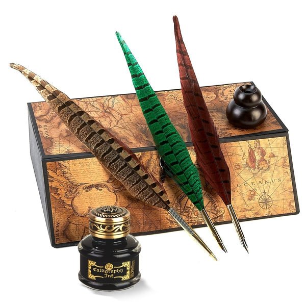 Pheasant Feather Quill Pen with nib to dip into ink