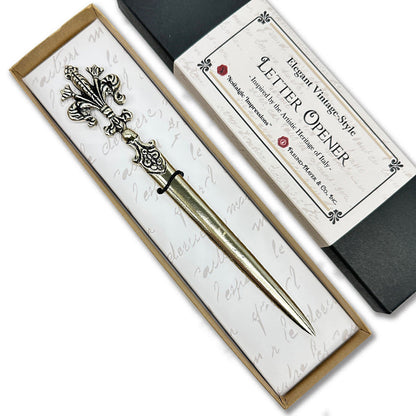 Fleur de Lis Letter Opener Antique-style 7" Gift Box- Made in Italy