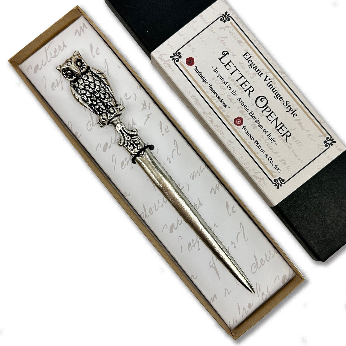 Owl Letter Opener Antique-style 7" Gift Box -Made in Italy