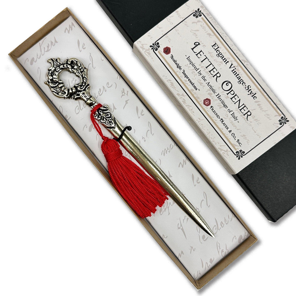 Victorian Letter Opener Antique-style with tassel-7" Gift Box  Made In Italy