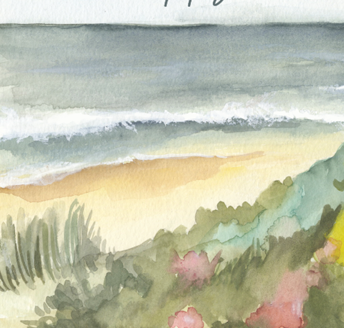 Coastal Ocean Watercolor Birthday Greeting Card