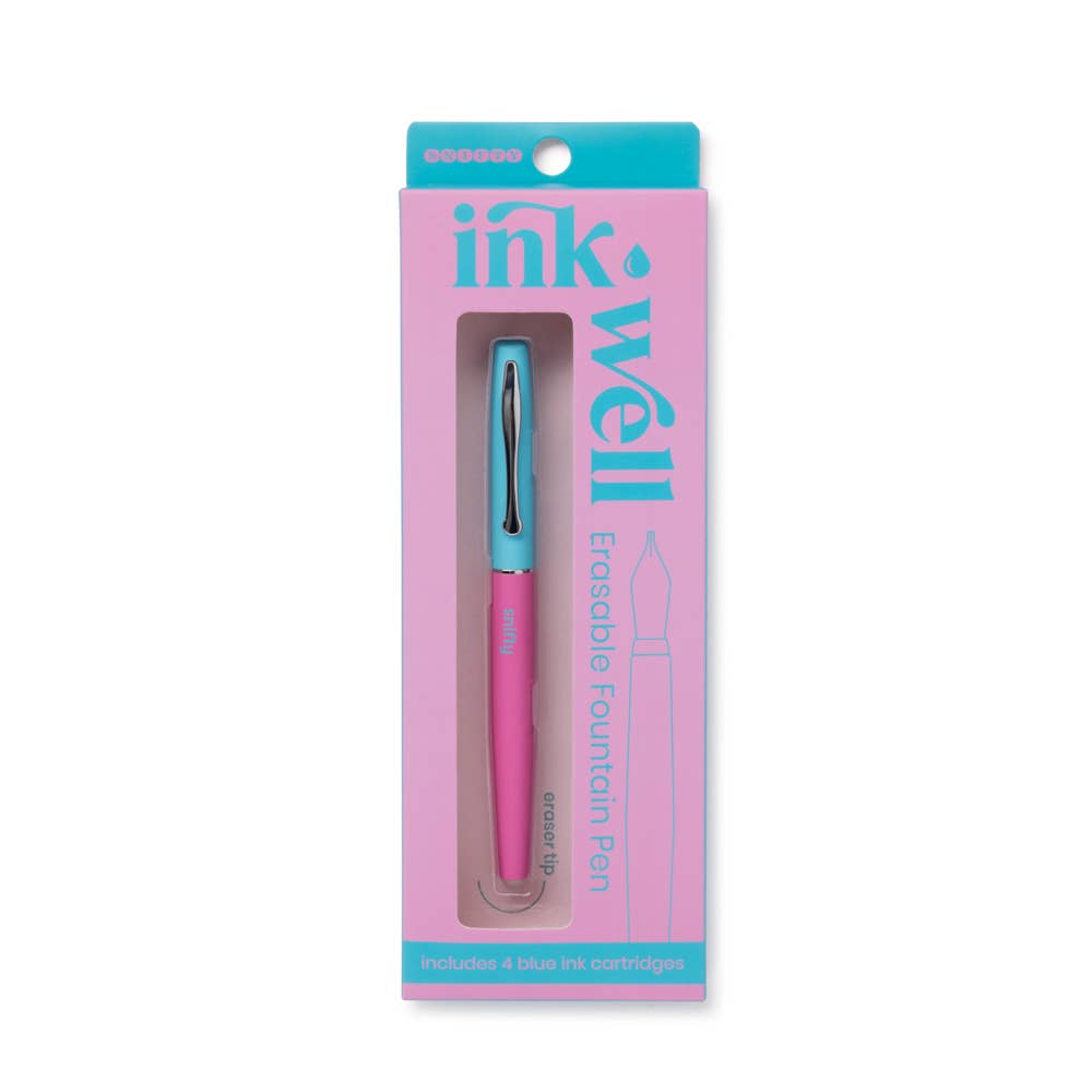 PINK/BLUE - INK WELL ERASABLE FOUNTAIN PEN