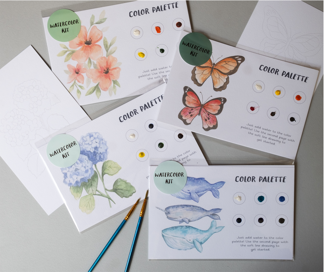 Flower Garden Painting Art Kit with Outline page
