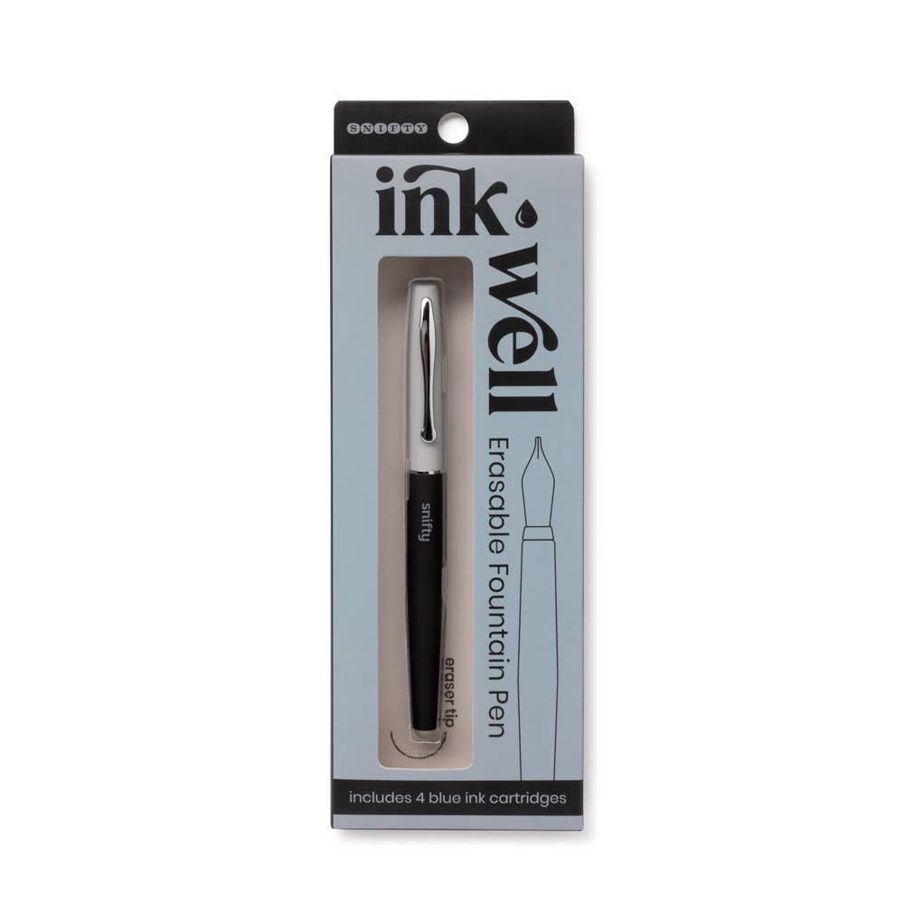 BLACK/GRAY - INK WELL ERASABLE FOUNTAIN PEN - BLACK/GRAY