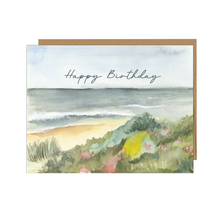 Coastal Ocean Watercolor Birthday Greeting Card