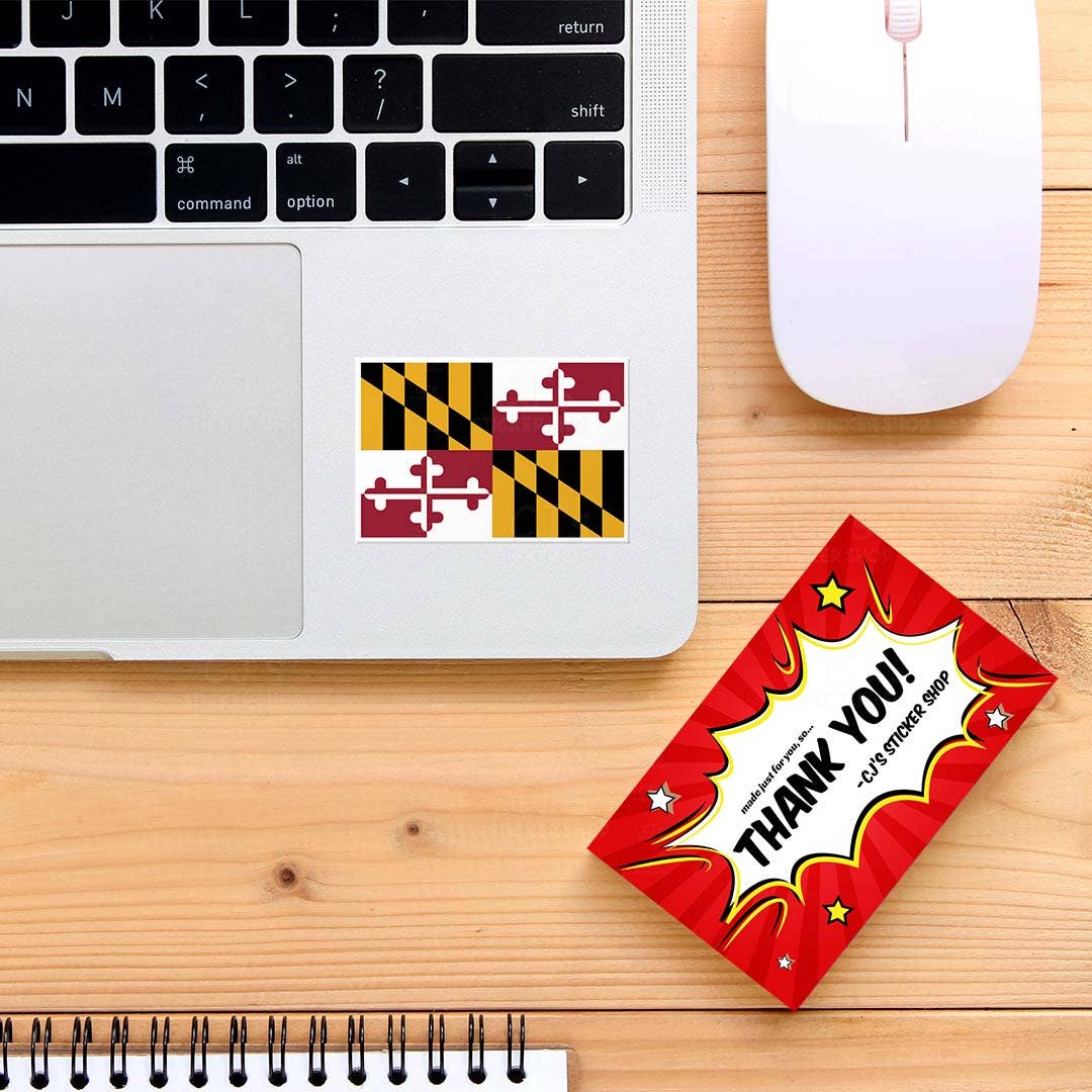 Maryland MD State Flag Sticker Vinyl Decal: 3"