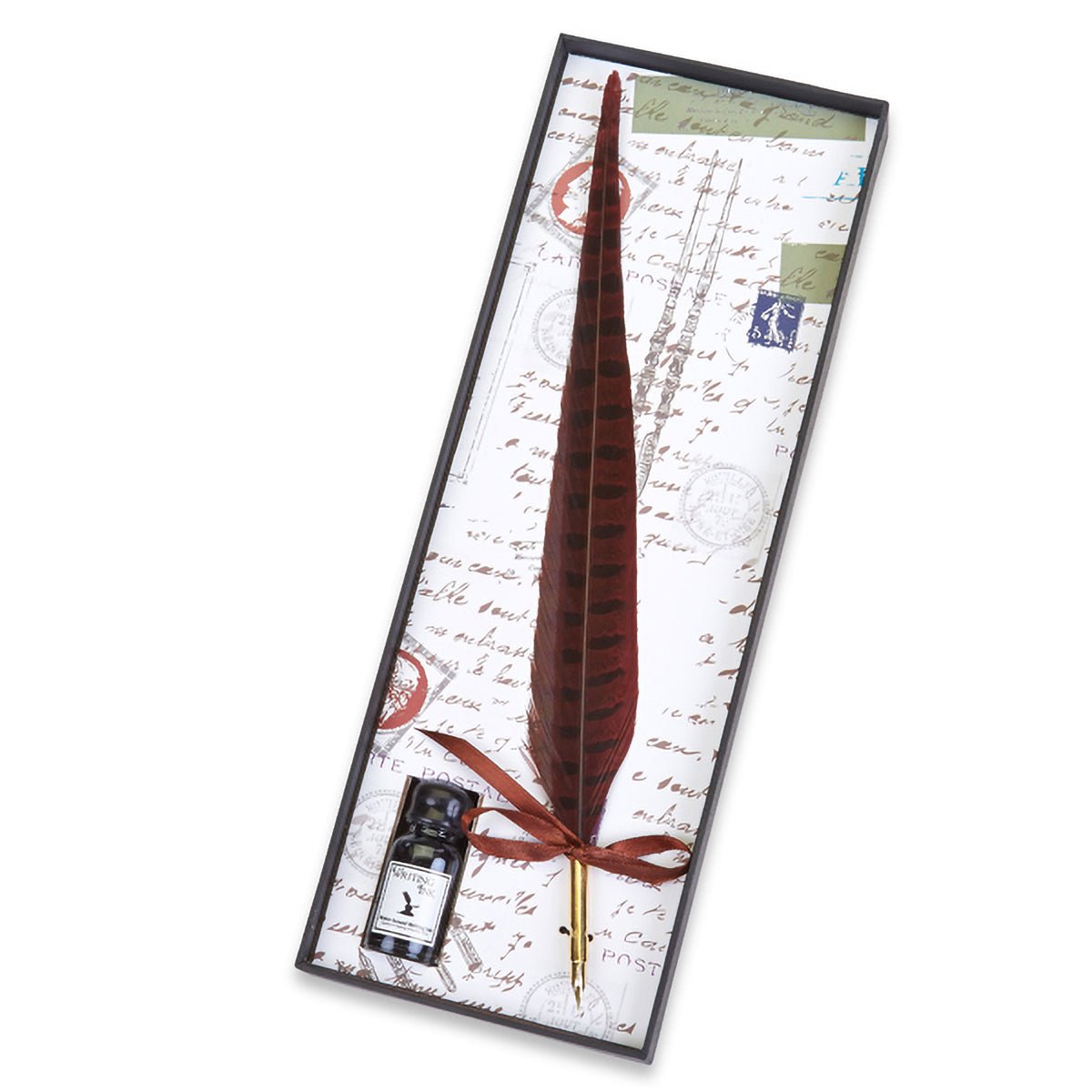 Pheasant Feather Quill Pen & Ink Set