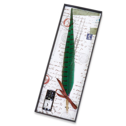 Pheasant Feather Quill Pen & Ink Set