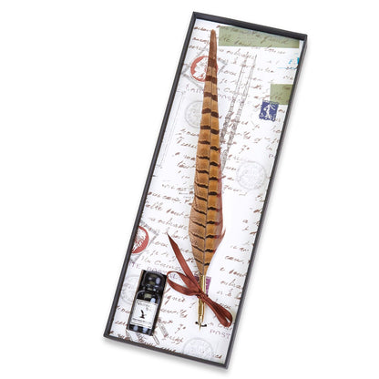 Pheasant Feather Quill Pen & Ink Set