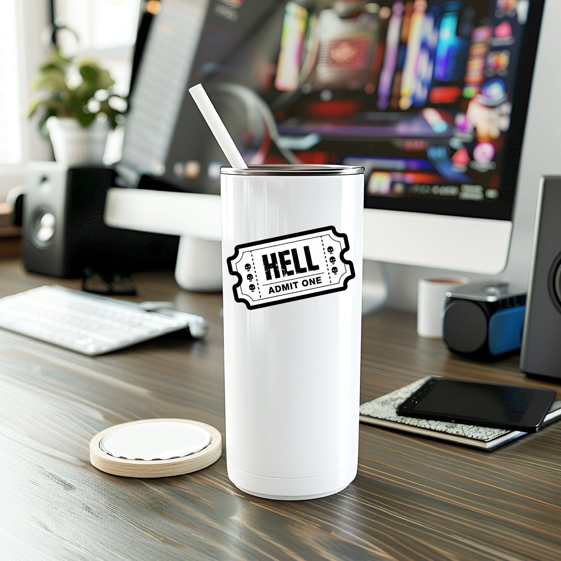 Ticket To Hell Vinyl Sticker