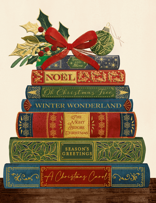 STACKED BOOKS BOXED CHRISTMAS CARDS