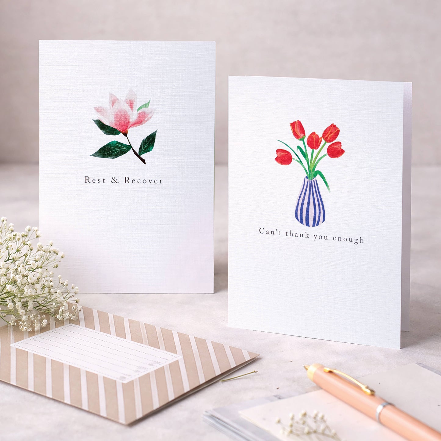 SYMPATHY FLOWER BRANCH GREETING CARD L. DARRINGTON