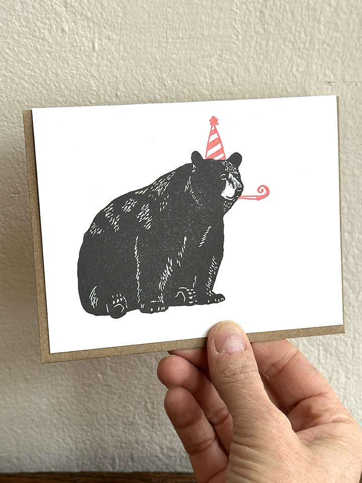 Bear Birthday LETTERPRESS CARD