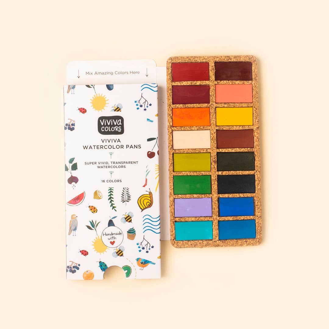 Spring Pans Set - 16 Watercolors | Ecofriendly | Lightfast