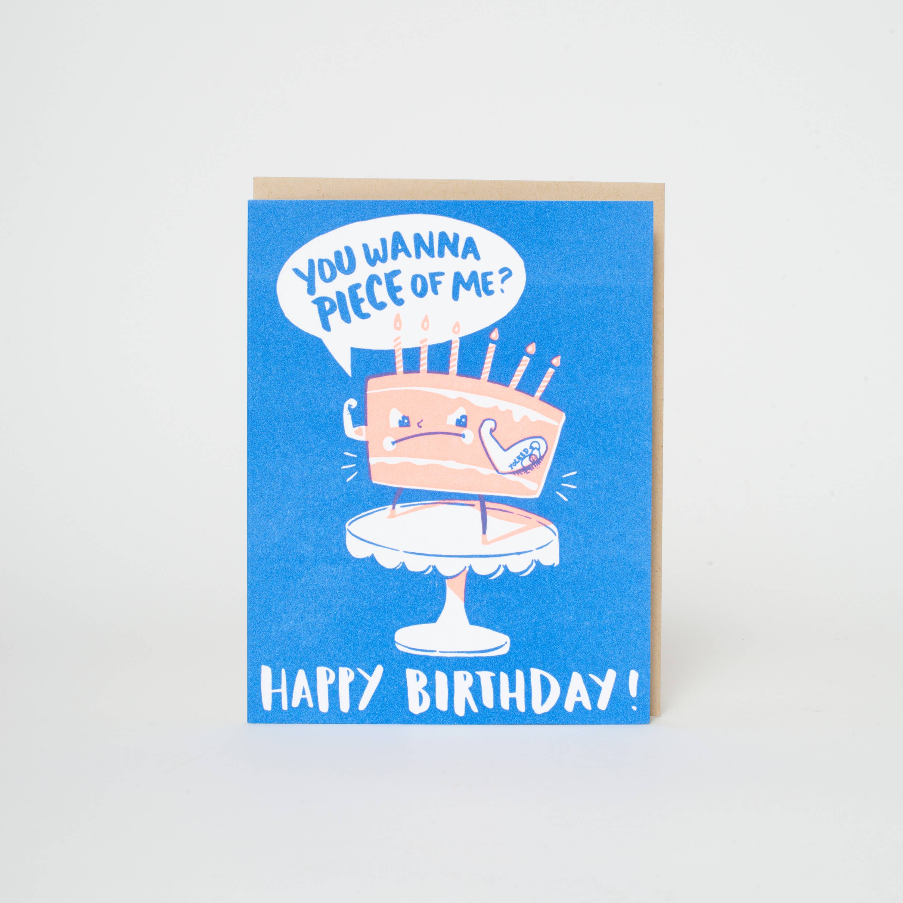 Yolked Birthday Cake Punny Letterpress Greeting Card