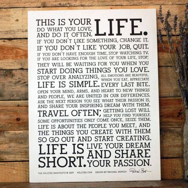 12" x 16" Holstee Manifesto Poster: Single flat poster