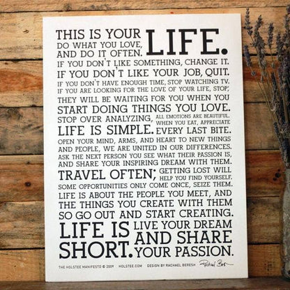 12" x 16" Holstee Manifesto Poster: Single flat poster
