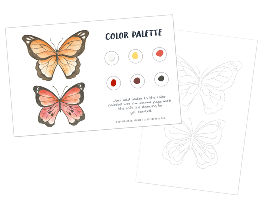 Butterfly Watercolor Painting Art Kit with Outline page