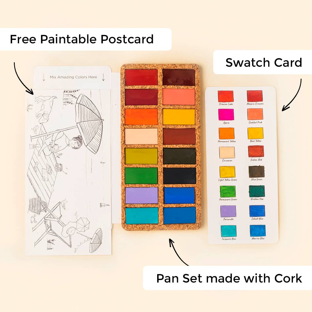 Spring Pans Set - 16 Watercolors | Ecofriendly | Lightfast