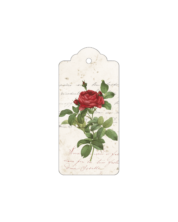 Red Rose Italian Gift Tags with String - Pack of 4
