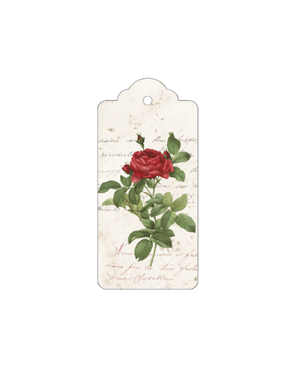 Red Rose Italian Gift Tags with String - Pack of 4